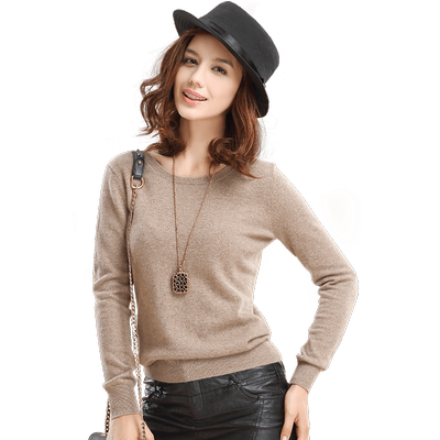 100%山羊绒小圆领打底衫女毛衣