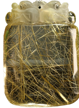 巴西天然金发晶双貔貅男女款吊坠