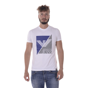 ARMANI JEANS阿玛尼男士品牌红色圆领精品棉短袖T恤6Y6T116J0AZ