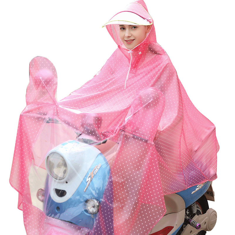百利达电瓶车头盔式雨披男女士