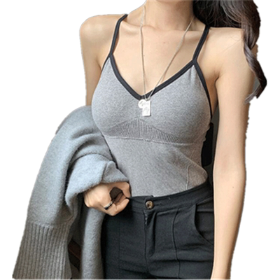 网红同款韩版v领交叉长款抹胸