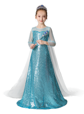 冰雪奇缘艾莎爱沙拖尾礼服公主裙