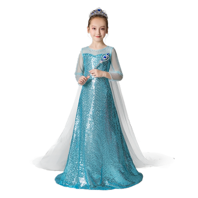 冰雪奇缘艾莎爱沙拖尾礼服公主裙