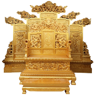 皇上龙椅宝座皇帝宝座龙椅九龙屏风东阳木雕雕刻摆件皇宫展示