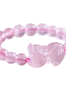 貔貅天然粉水晶饰品礼物单圈手链