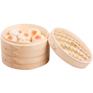 青若竹制蒸笼家用厨房大小包子笼屉厨具蒸锅蒸格小笼包馒头蒸架