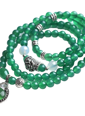 长款绿玛瑙多圈饰品礼物毛衣链