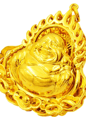 镀黄金情侣款吊坠霸气大肚佛礼物