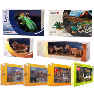 德国思乐schleich动物套装恐龙模型森林野生农场动物男孩益智玩具