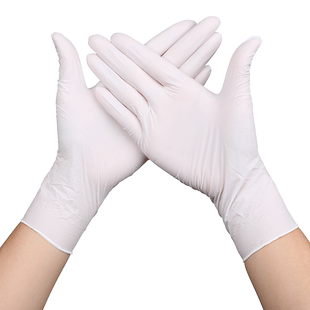 一次性手套胶皮劳保丁晴橡胶护理丁腈耐磨防滑白乳胶加厚防护食品