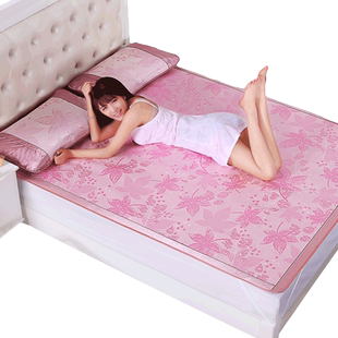 夏季凉席女孩1.8m床单人宿舍学生草席子可折叠软冰丝席三件套家用