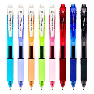 日本Pentel派通BLN105中性笔针管式按动彩色蓝红笔energel水笔顺滑速干签字笔蓝色学生用考试黑笔彩笔0.5mm