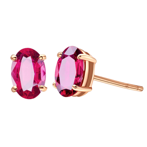 lisa creation天然鸽血红碧玺耳钉耳坠女 18k金镶嵌彩色宝石耳环