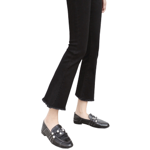 高腰网红垂感九分马蹄裤女2025年春秋新款显瘦小个子微喇叭牛仔裤