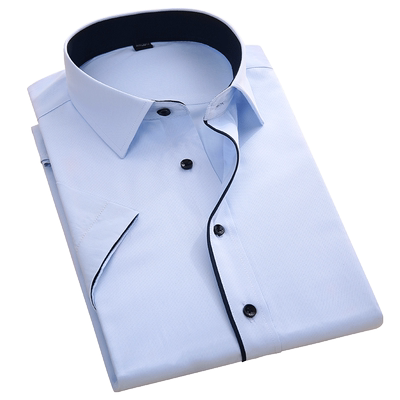 伯曼职业纯色商务正装半袖白衬衫
