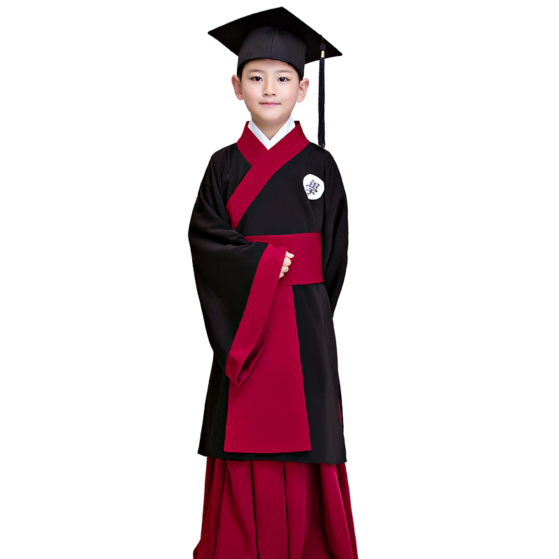 国学汉服学位服儿童书生装古装儿童博士服毕业服班服学生装演出服