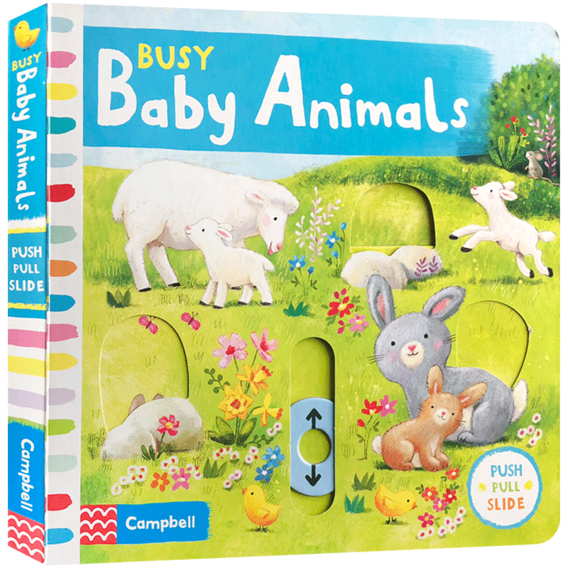 预售英文原版 忙碌系列：Busy Baby Animals 忙碌的小动物儿童早教启蒙机关操作活动纸板书 锻炼低幼宝宝小手肌肉亲子互动游戏绘本
