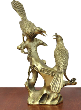 宇卓铜器双喜临门纯铜树枝喜鹊