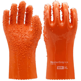 东亚手套807颗粒防滑止滑耐磨耐油浸塑PVC工业劳保渔业防护手套