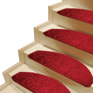 新中式红驼祥云楼梯防滑踏步垫转角缓步平台垫子自吸可定制拆洗