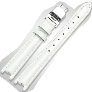 真皮表带女 代用天梭T094弗拉明戈系列 蝴蝶扣凹口牛皮手表带12mm