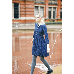 MissPatina原创大卫鲍伊David Bowie闪电猫系列刺绣领长袖连衣裙