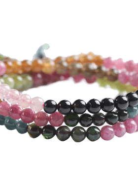 碧玺艳丽风天然水晶多圈手串