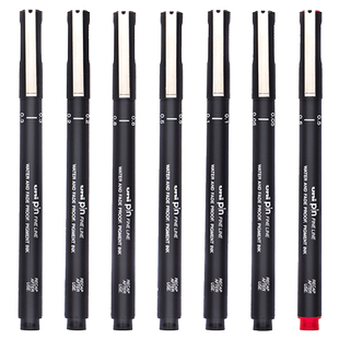 日本uni三菱铅笔针管笔勾线笔绘图笔pin学生文具手绘Fineline水性工程制图笔绘图笔描边描线漫画简笔套装1.0