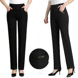 中老年人妈妈裤子2020新款冬季春秋女装直筒加绒加厚外穿中年女裤