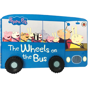 送音频 公车上的轮子sing along with Peppa Pig The Wheels on the Bus粉红猪小妹佩奇造型玩具书儿歌童谣英文原版绘本早教
