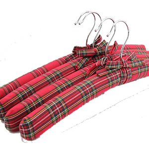 MAOS英伦风格子布艺衣架成人衣橱收纳架衣挂实木龙骨衣撑