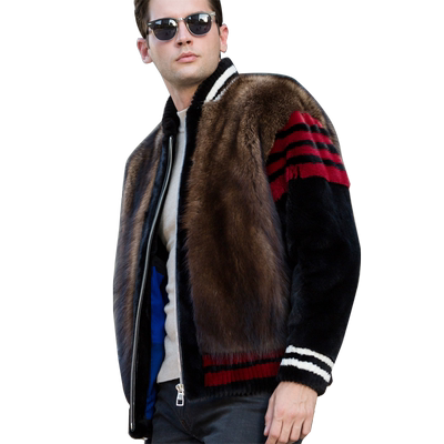 加拿大男款棒球领水貂皮个性时尚