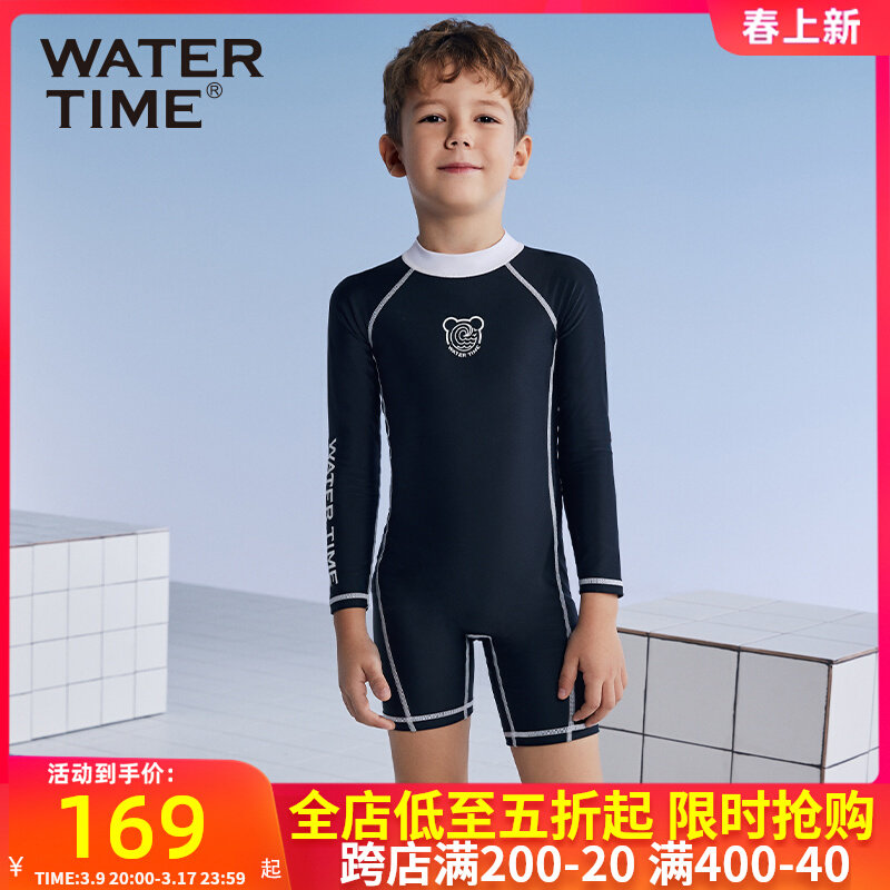 bộ bơi dài tay trẻ em Đồ bơi trẻ em WaterTime bé trai huấn luyện chuyên nghiệp chống nắng dài tay quần lót boxer cỡ trung đồ bơi trẻ em mùa hè đồ bơi cho bé trai 8 tuổi đồ bơi bé gái 7 tuổi