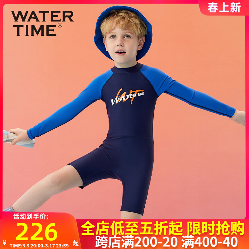 xưởng may đồ bơi trẻ em Đồ bơi trẻ em WaterTime 2023 mới dành cho bé trai áo tắm một mảnh dài tay ấm áp chuyên nghiệp Đồ bơi bé trai áo bơi bé trai bé gái mặc đồ bơi
