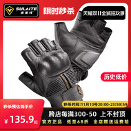 Găng tay xe máy, thiết bị đi địa hình nửa ngón bằng da thật, xe máy plus nhung, ấm áp, chống gió, chống rơi, chống thấm nước, màn hình cảm ứng găng tay đi phượt găng tay đèn pin led