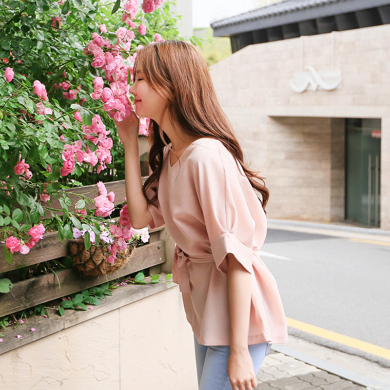 实拍9106夏装2018新款短袖雪纺衫女装学生宽