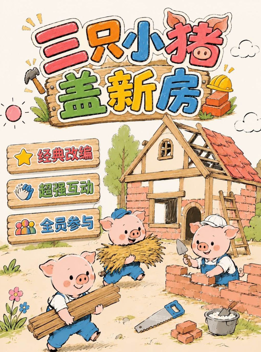 【成都】【成都必看】经典童话励志儿童剧 | 【三只小猪盖新房】
