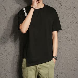 日系复古短袖T恤男潮贴布特色青少年美式纯棉T恤大码男T913-P35图片