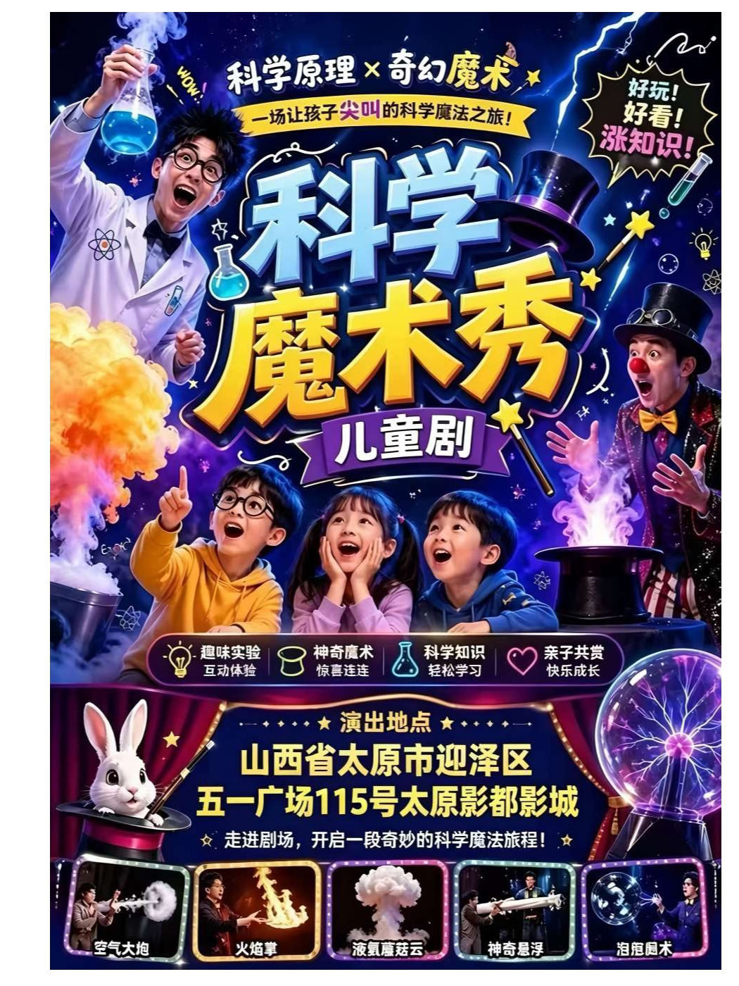 【太原】【溜娃必看】最受欢迎科学魔术秀【魔术物理奇妙】亲子儿童剧-科学实验溜娃好地方