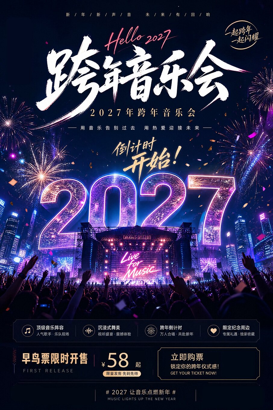【广州】12月31日《2027跨年演唱会》我们的『歌』流行金曲live现场--广州站