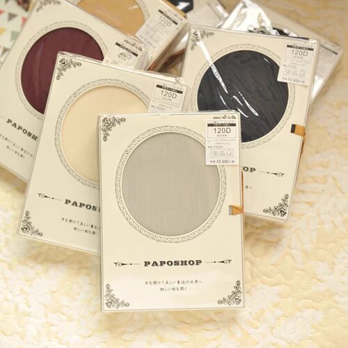 日本袜子 120D paposhop压力竖条纹显瘦复古连裤袜秋冬袜子 丝袜