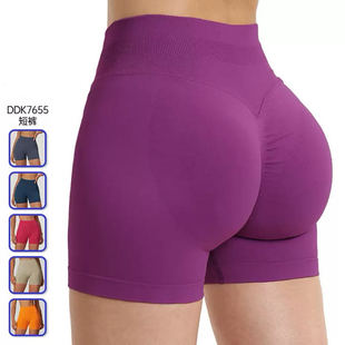 7655 女紧身提臀运动跑步速干健身裤 5518欧美无缝高腰瑜伽短裤 夏季