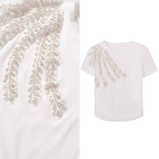 刺绣装 休闲设计感白色短袖 饰休闲上衣显瘦百搭323 小四专享
