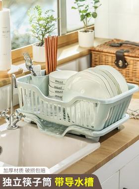 厨房台面碗碟沥水篮水槽置物架双层多功能家用碗筷滤水收纳盒碗柜