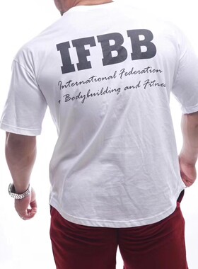 IFBB运动休闲宽松短袖健身训练衣男女情侣款纯棉短袖特价清仓