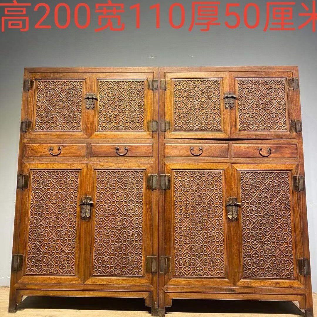 清代中期黄花梨木器古董老家具方角柜精品收藏