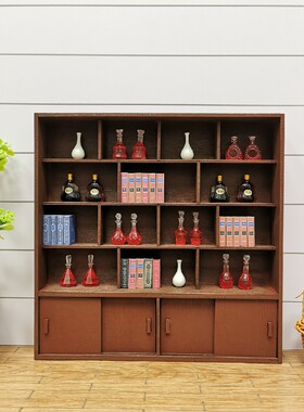 OB11娃屋家具12分BJD娃娃拍照道具场景装饰微缩书柜酒柜储物柜