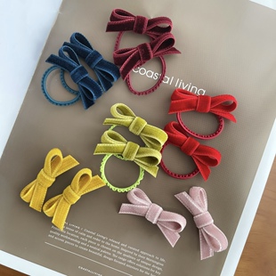 日本进口丝绒女童扎头发辫子皮筋头绳发圈发夹儿童头饰秋冬 包邮