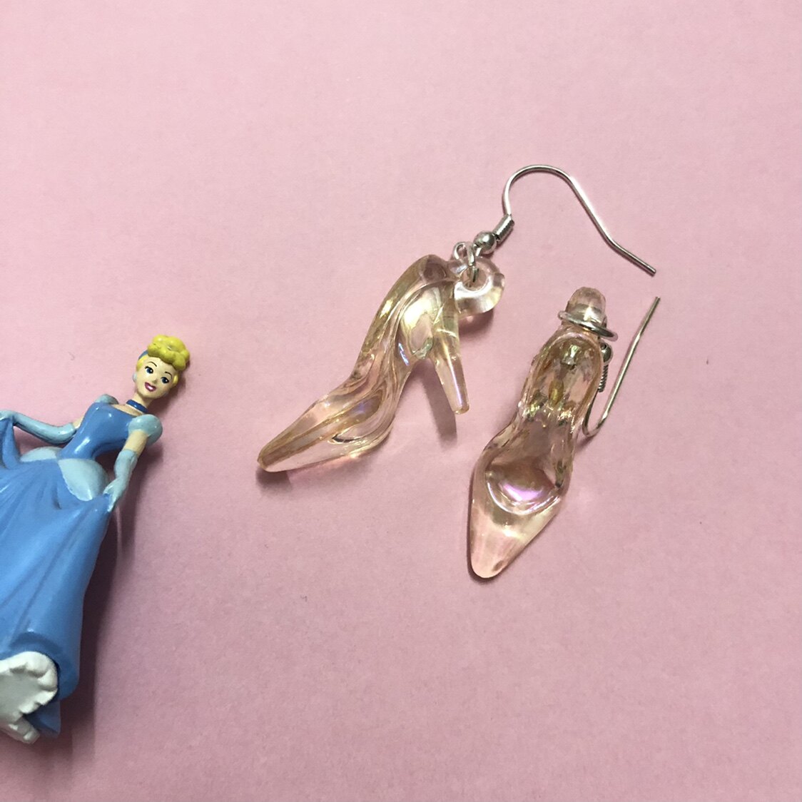 灰姑娘水晶鞋耳坠耳环公主周边饰品高跟鞋造型耳饰