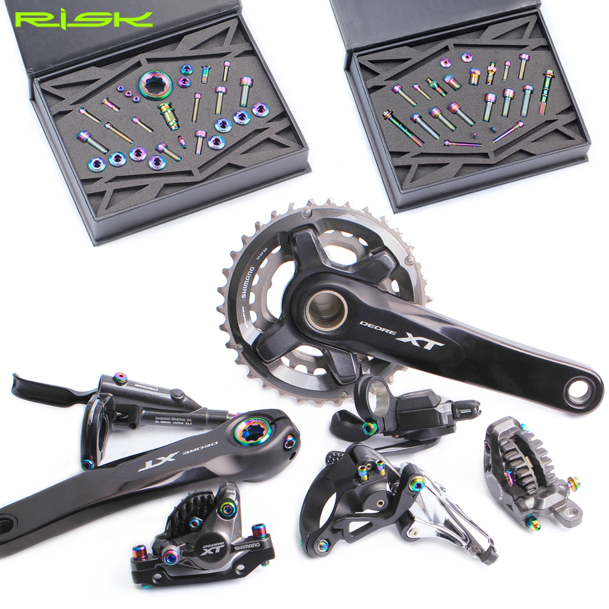 RISK山地自行车M7000套件XT M8000钛合金螺丝套装变速SLX油碟刹车